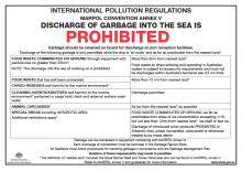 International pollution regulations sticker for large vessels - AMSA 105l (235 mm x 164 mm)