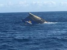 FV Evlandter Two upturned in the ocean