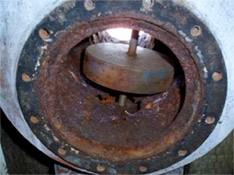 Ballast tank head vent on a ship is rusted and not working.