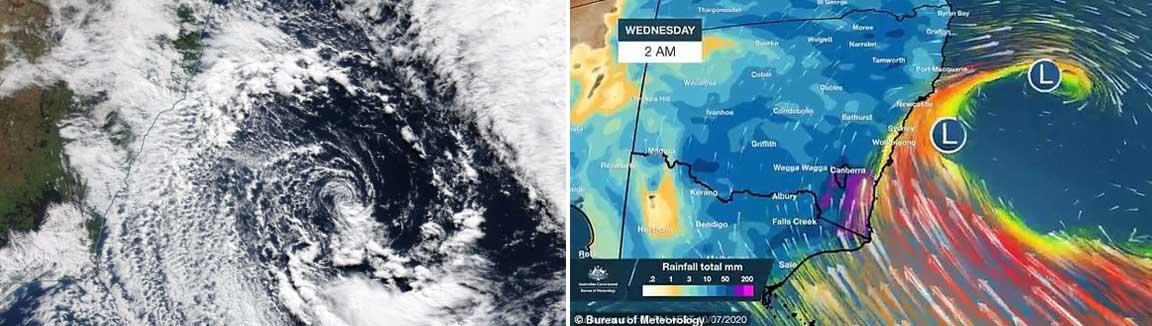 East Coast Low Australia – Satellite Image (NASA Worldview) Graphic (Bureau of Meteorology, Australia) 