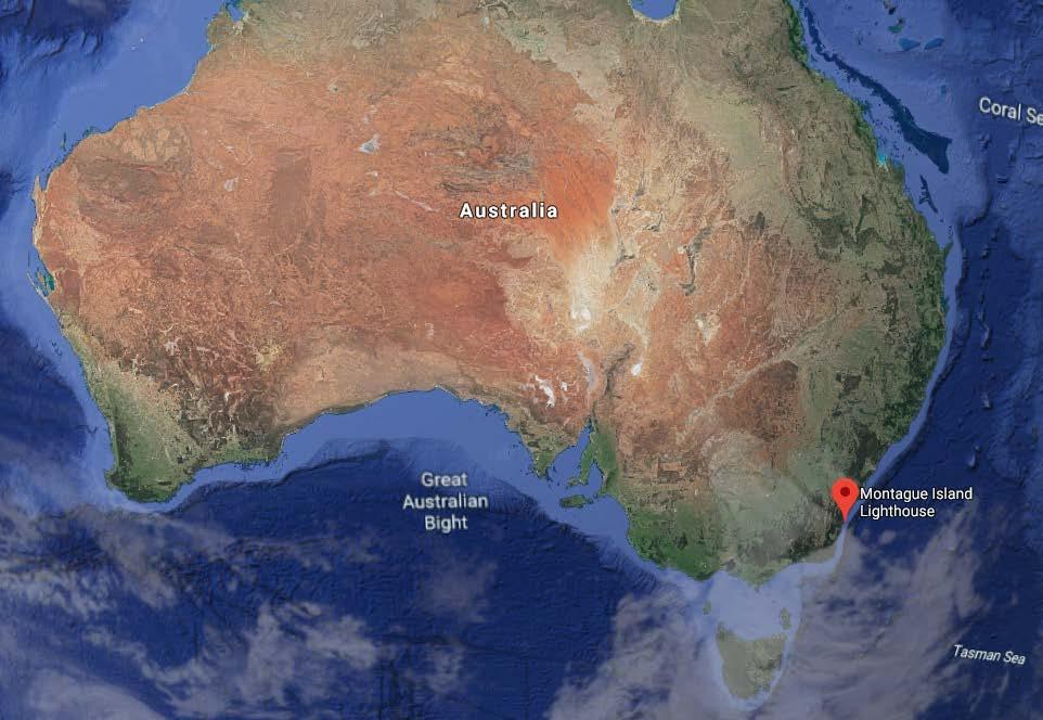 Figure 4. Location of Montague Island lighthouse along Australian coastline (Google Maps)