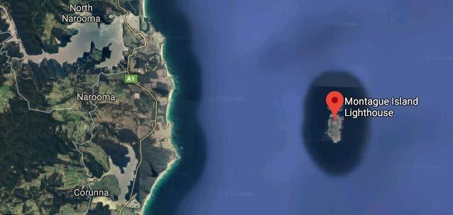 Figure 5. Location of Montague Island along NSW coastline (Google Maps)
