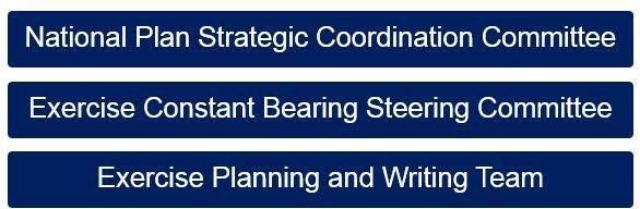 National plan strategic coordination committee, Exercise Constant Bearing Steering committee and exercise planning and writing team 