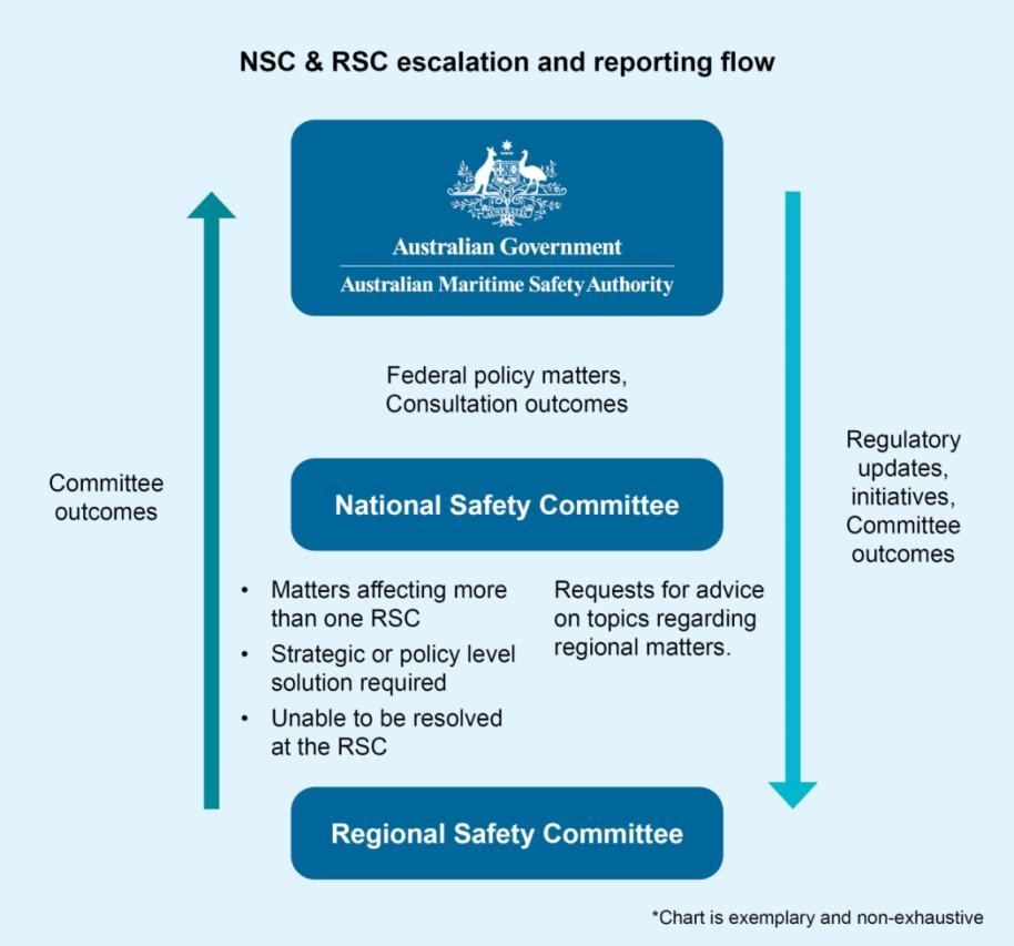 infographic explaining NSC and RSC escalation and reporting flow