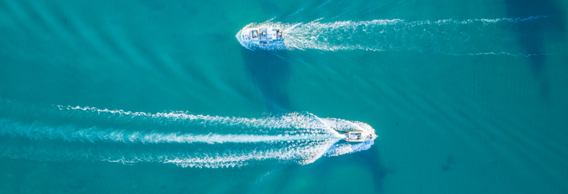 Aerial view of two boats 