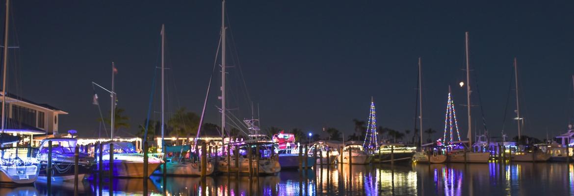 christmas light on boats