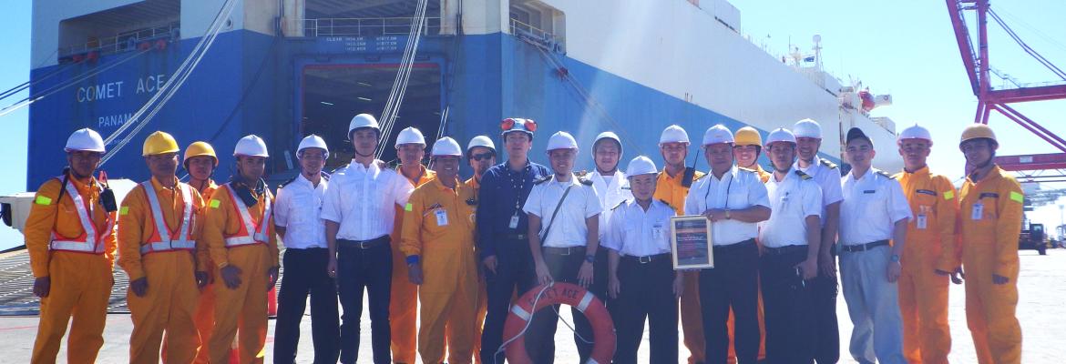 AMSA presents award to MV Comet Ace Master and crew for rescue of MOB from MV Cape Spencer