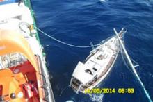 Image of the damaged yacht, Crazy Jack