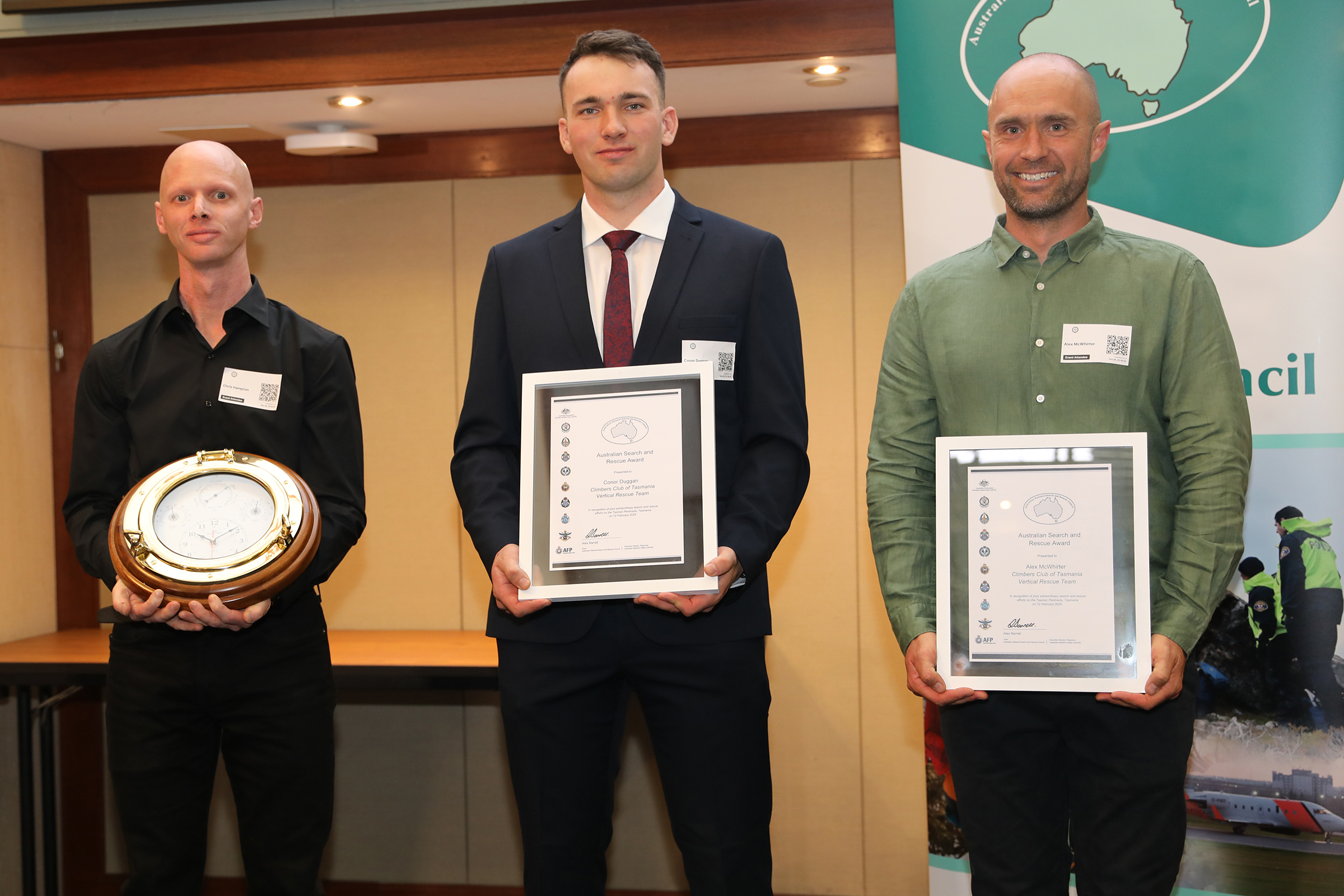 Climbers Club of Tasmania (left to right) Chris Hampton, Connor Duggan, Alex McWhirter