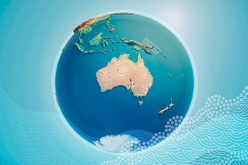 Cartoon globe showing Australia's SAR region