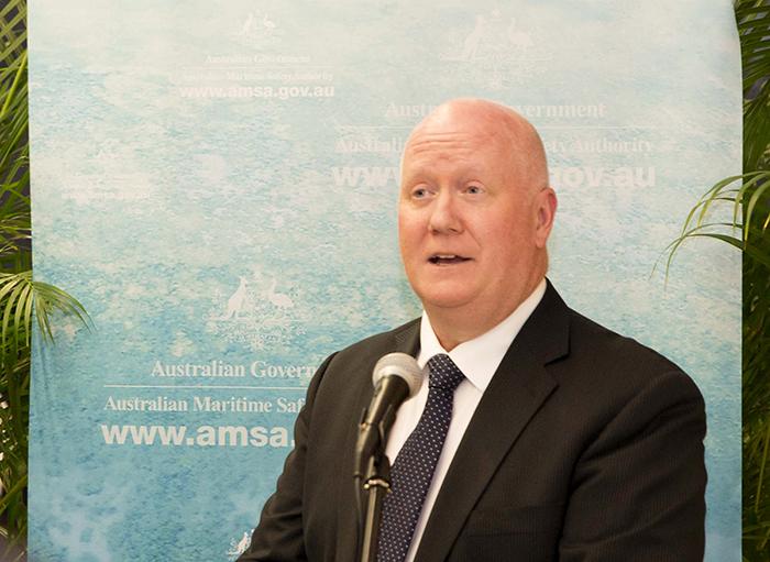 AMSA CEO Mick Kinley addresses the attendees of the dipomatic receptio