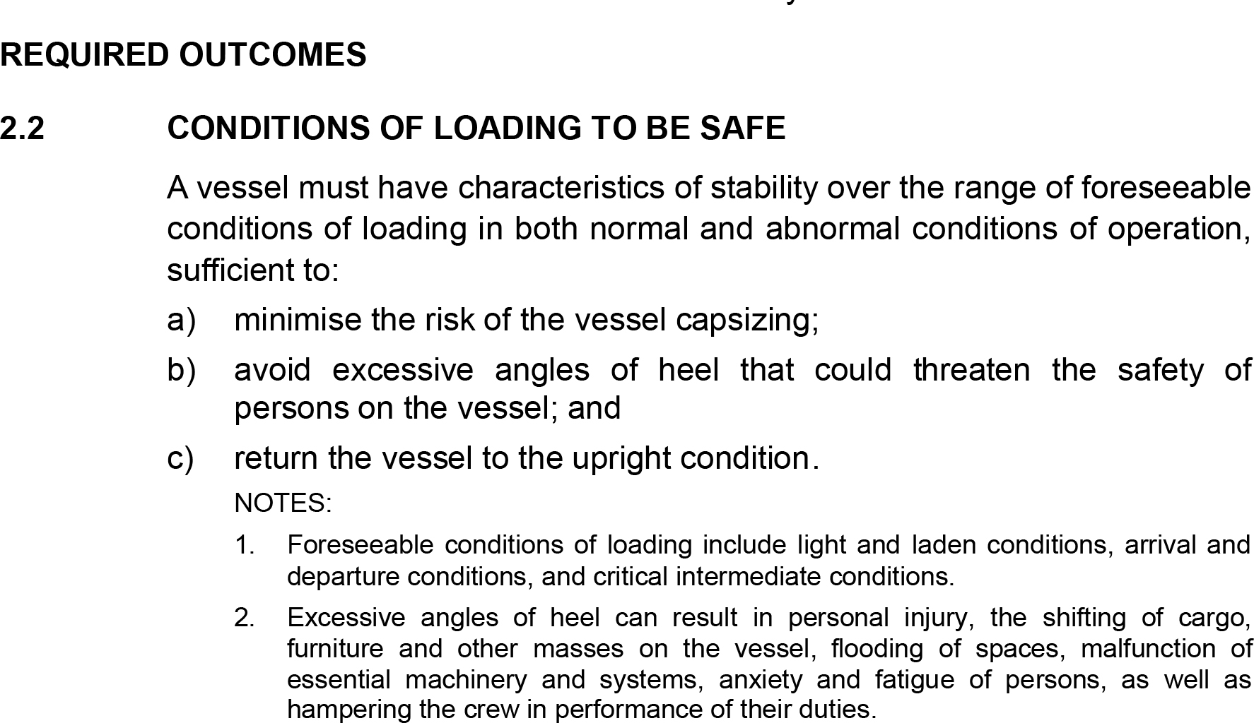 List of NSVC required outcomes