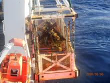 Recovered container full of steel beams