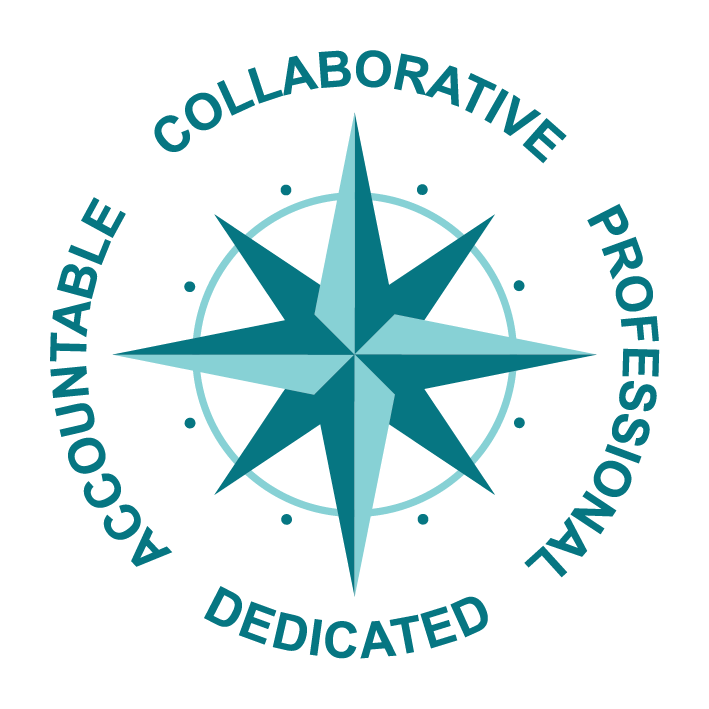 AMSA values badge featuring the words: collaborative, professional, dedicated, accountable