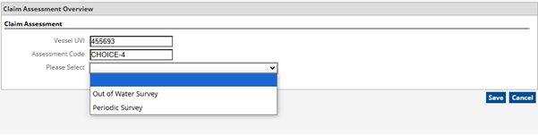 Screen shot of the survey claim activity with a choice code
