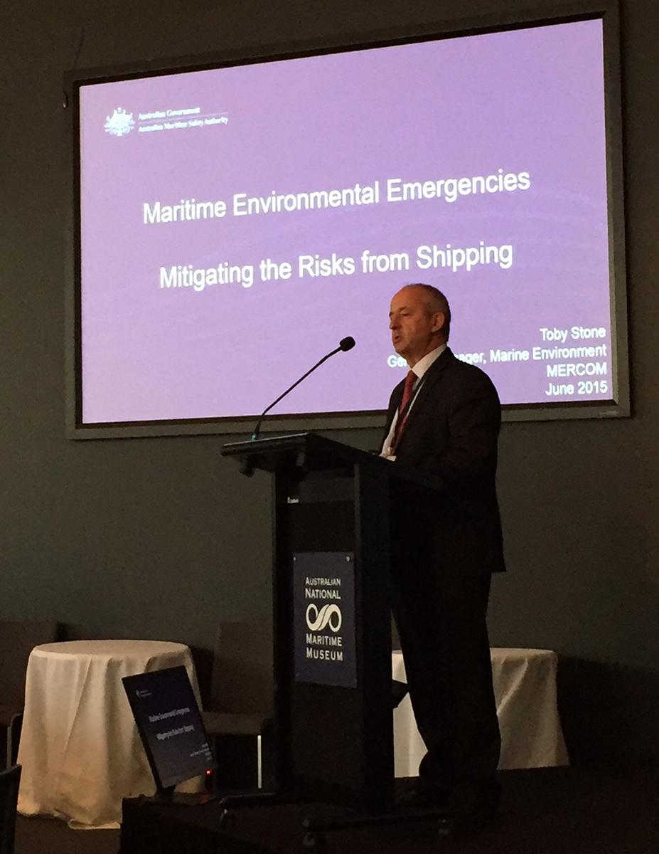AMSA’s Maritime Emergency Response Commander Toby Stone presents the keynote speech
