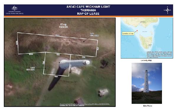 Figure 6. Cape Wickham AMSA map of lease (Map data: Esri, DigitalGlobe, GeoEye, Earthstar Geographics, CNES/Airbus DS, USDA, USGS, AeroGRID, IGN, GIS User Community)