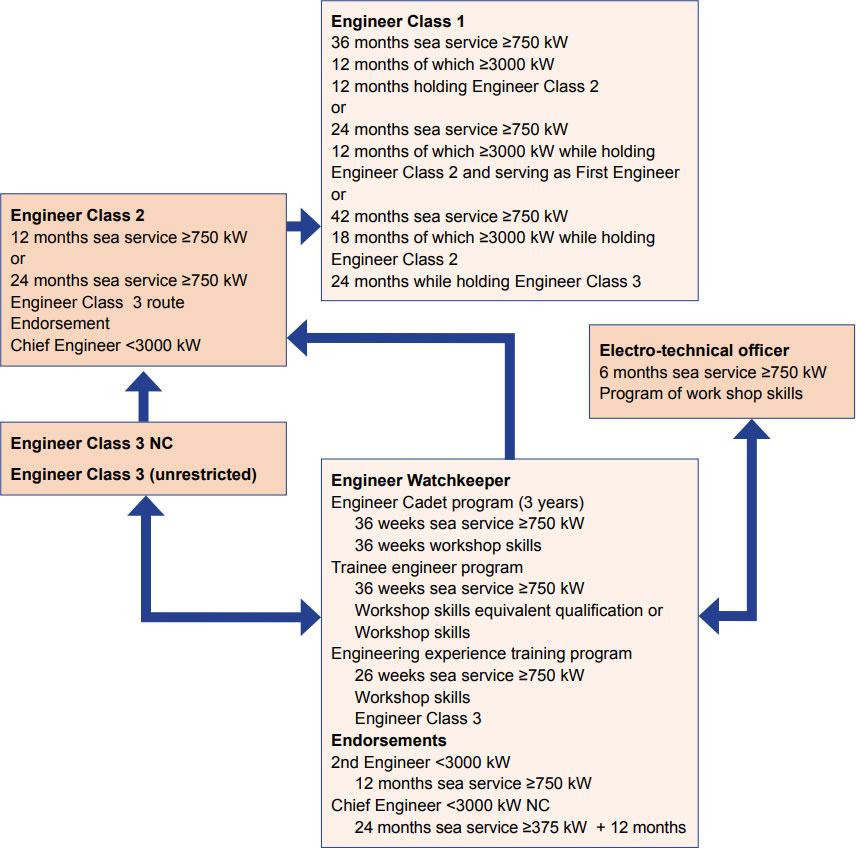 Diagram of career path options for engineer officers