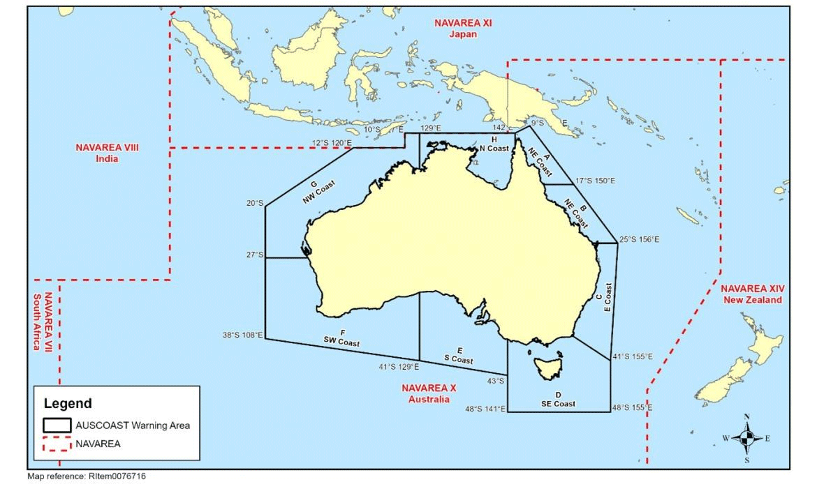 Coastal navigational warning areas