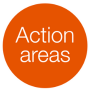 Orange circle with the text 'action areas'