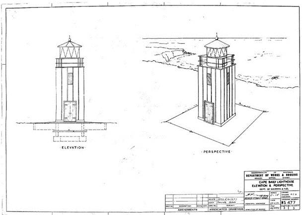 Figure 12. Design chosen for Cape Baily Lighthouse. Courtesy of the National Archives of Australia