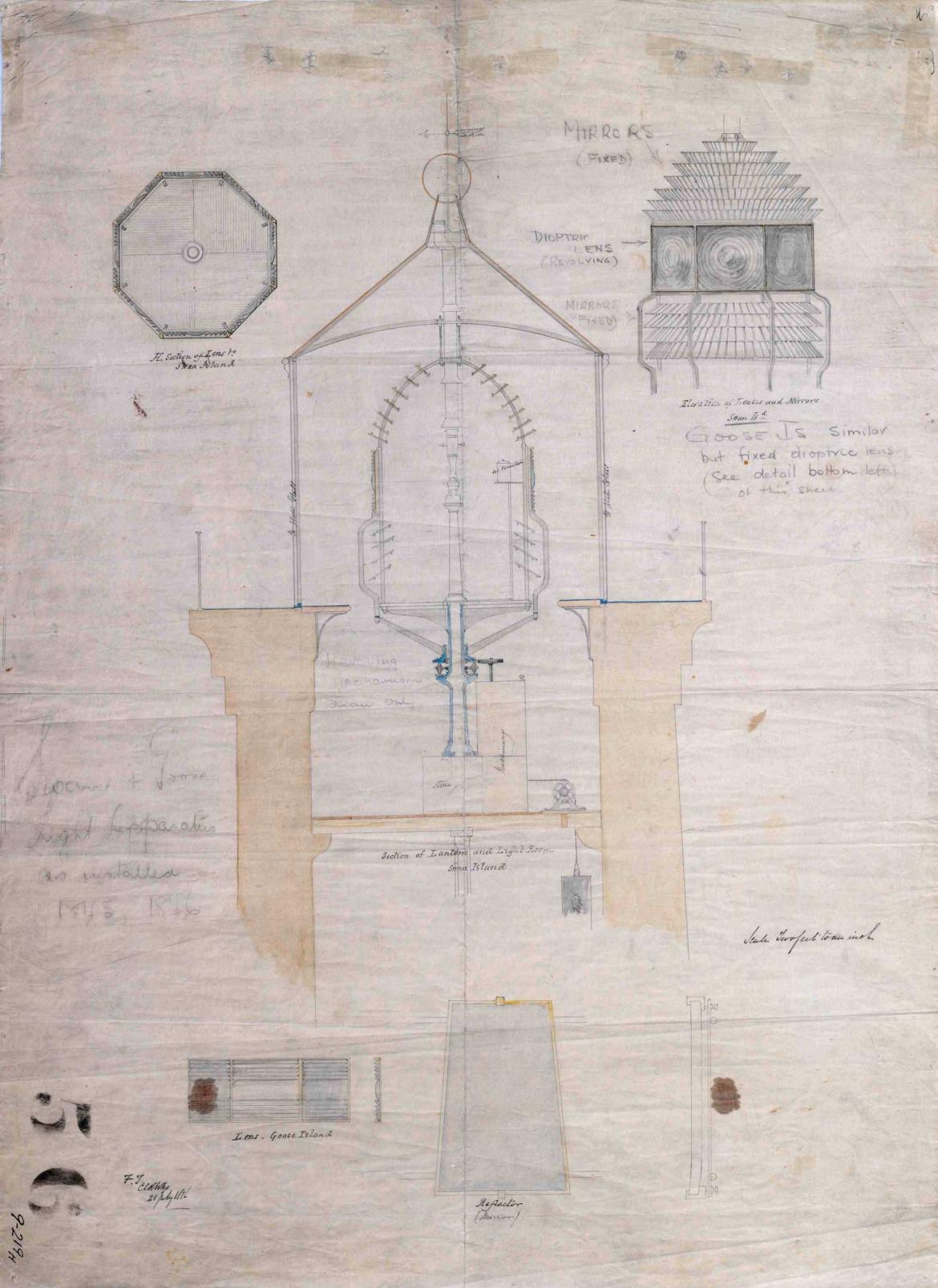 Figure 13. Swan Island Lighthouse - Light Apparatus as Installed 1845/1846. Image courtesy of the National Archives of Australia. NAA: A9568, 5/9/3 (© Commonwealth of Australia, National Archives of Australia) 18