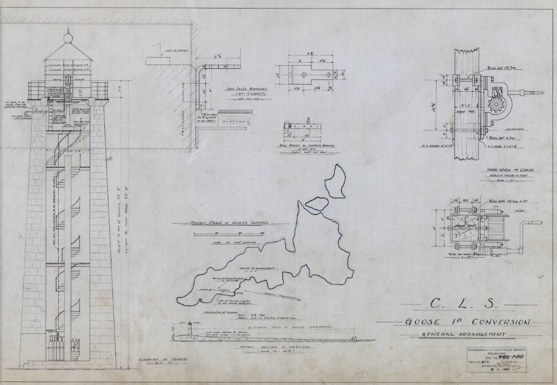 Figure 14. Blueprints for conversion of Goose Island to Acetylene operation, 1931. Image courtesy of the National Archives of Australia: A10182, CN 01 130 (© Commonwealth of Australia, National Archives of Australia)