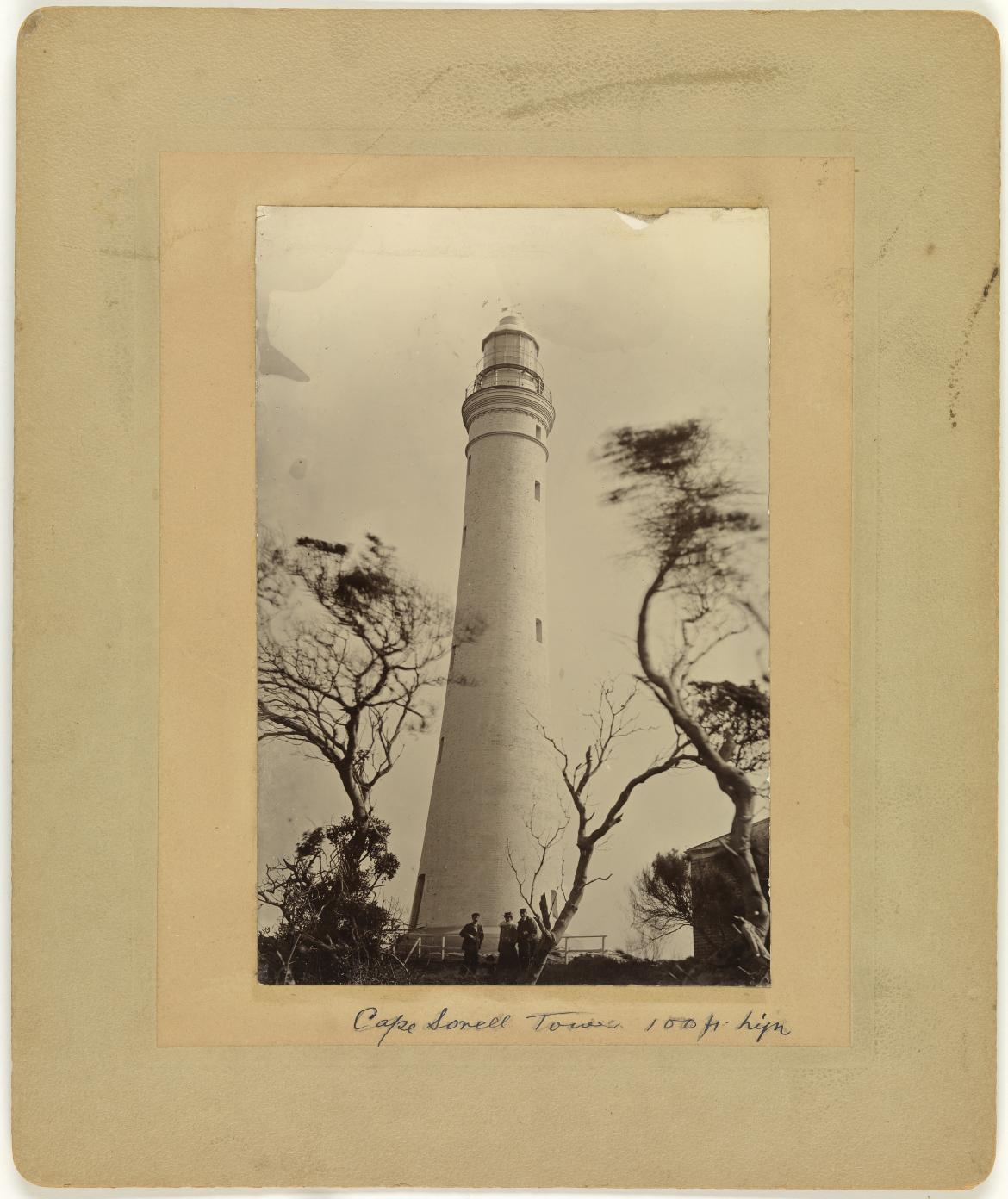 Figure 14. Cape Sorell tower c. 1900 (Digitised item from: W.L. Crowther Library, Tasmanian Archive and Heritage Office)