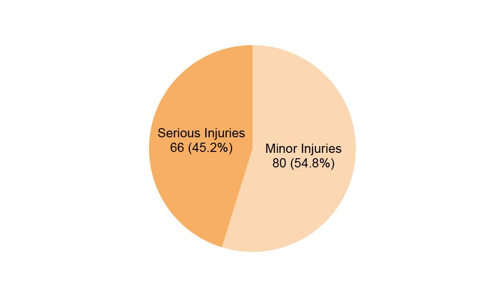 Figure 16. Proportion of injuries by seriousness of injury (2020)