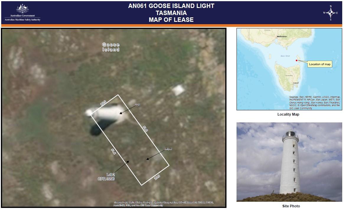 Figure 6. Goose Island Lightstation 2018 Map of Lease (Esri, DigitalGlobe, GeoEye, Earthstar Geographics, CNES/Airbus DS, USDA, USGS, AeroGRID, IGN, and the GIS User Community)