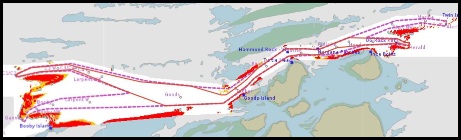 Figure 2: Deep Route boundary within the UKCM system monitoring area.