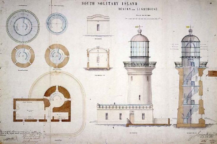 Figure 21. South Solitary Island Lighthouse elevation blueprint (James Barnet, 1878)