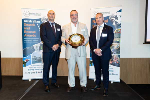 Left to right: Tony Longhorn (Acting Deputy Commissioner, Western Australia Police Force), Senior Sergeant Michael (Mick) Morris (Marine Area Command, NSW Police Force) and Alex Barrell (NATSAR Council Chair and AMSA Executive Director Response and Capability)