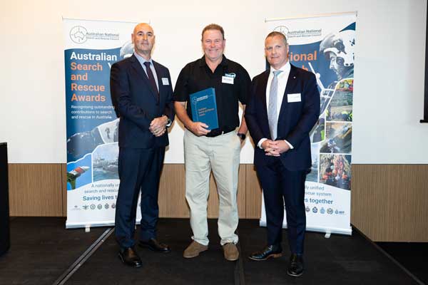 Left to right: Tony Longhorn (Acting Deputy Commissioner, Western Australia Police Force), Ben Cullen (Big Cat Reality Master) and Alex Barrell (NATSAR Council Chair and AMSA Executive Director Response and Capability)