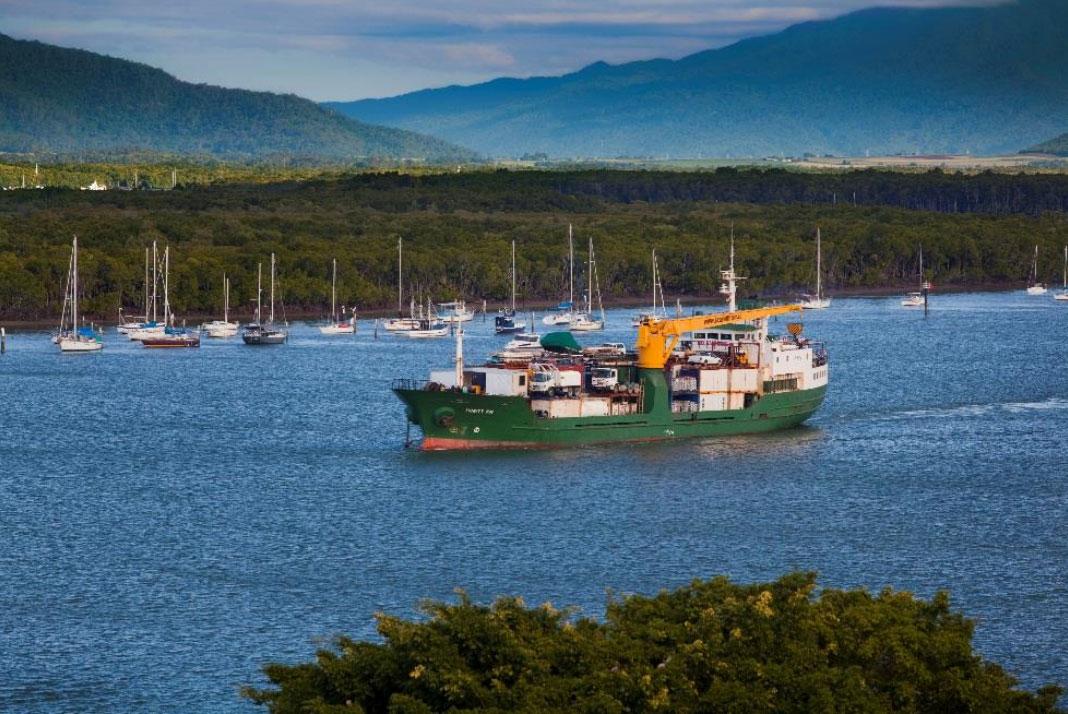 Sea Swift vessel Trinity Bay departing Cairns for Torres Strait