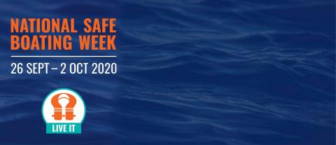 National Safe Boating Week logo and water background
