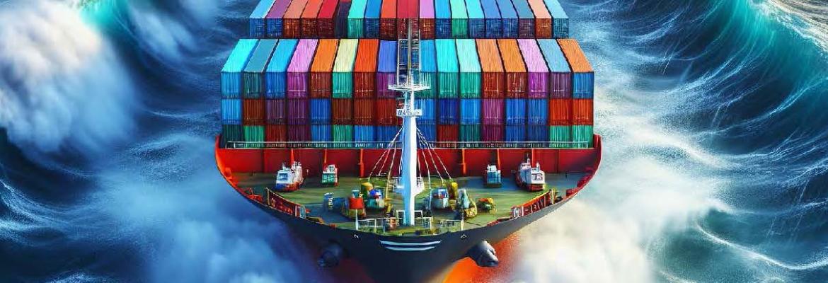 cargo ship bow in high seas