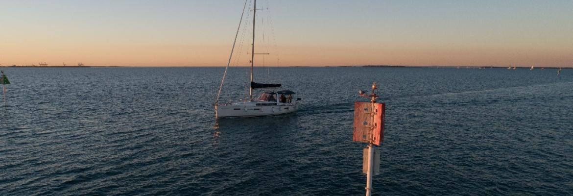 Yacht near a differential global positioning system