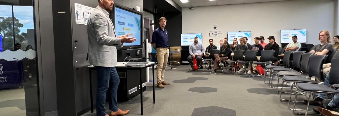 AMSA's Andrew Oliver presenting at the Australian Maritime College Careers Expo