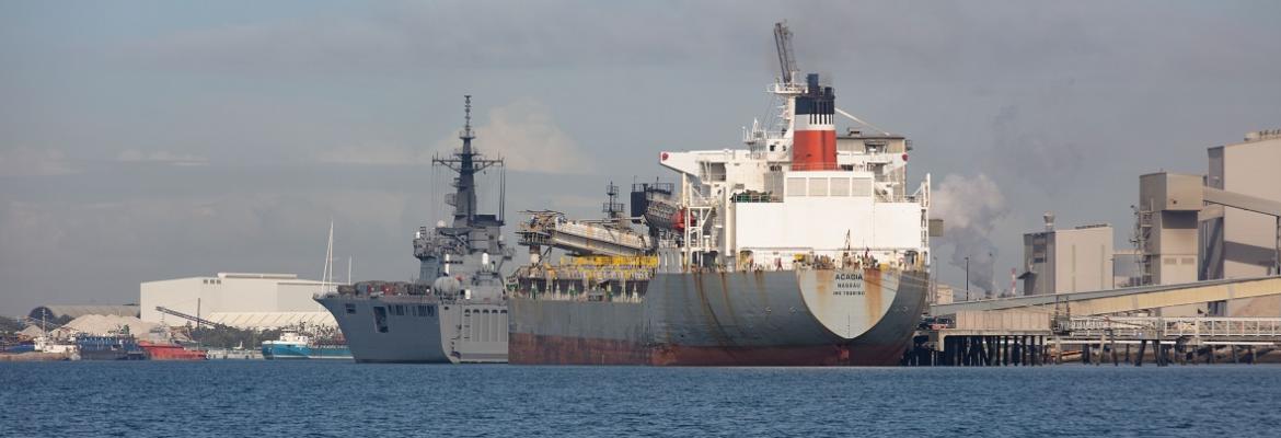 large ship in port