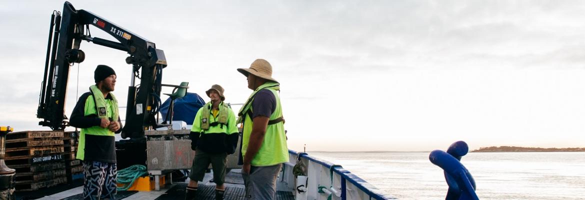 men on deck talking
