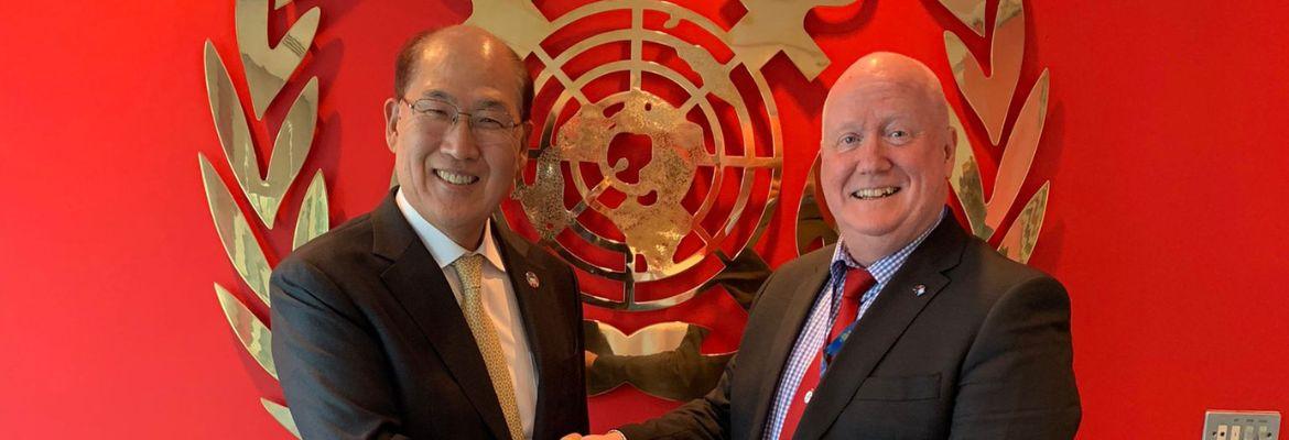 Mick Kinley with Secretary-General of the IMO Kitack Lim Mick Kinley with Secretary-General of the IMO Kitack Lim