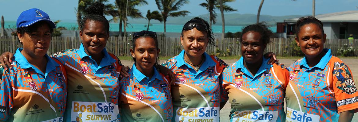 Group of six maritime women from the Pacific Islands attending conference.