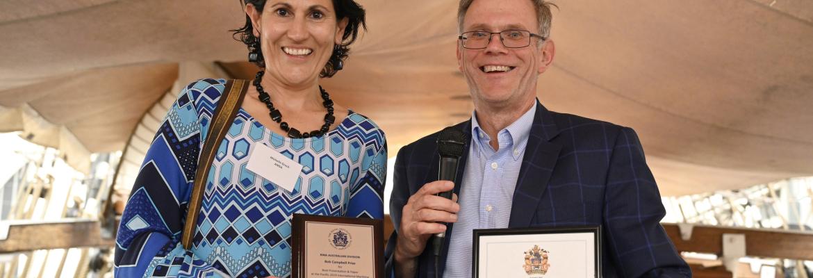 Michelle Grech receiving the Bob Campbell prize for best presentation at the Pacific 2019 conference