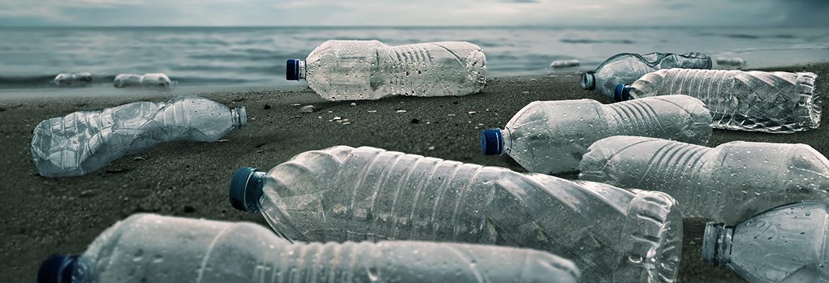 Plastic bottles on a beach