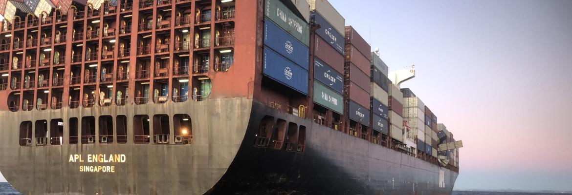 A fully loaded cargo vessel called APS England